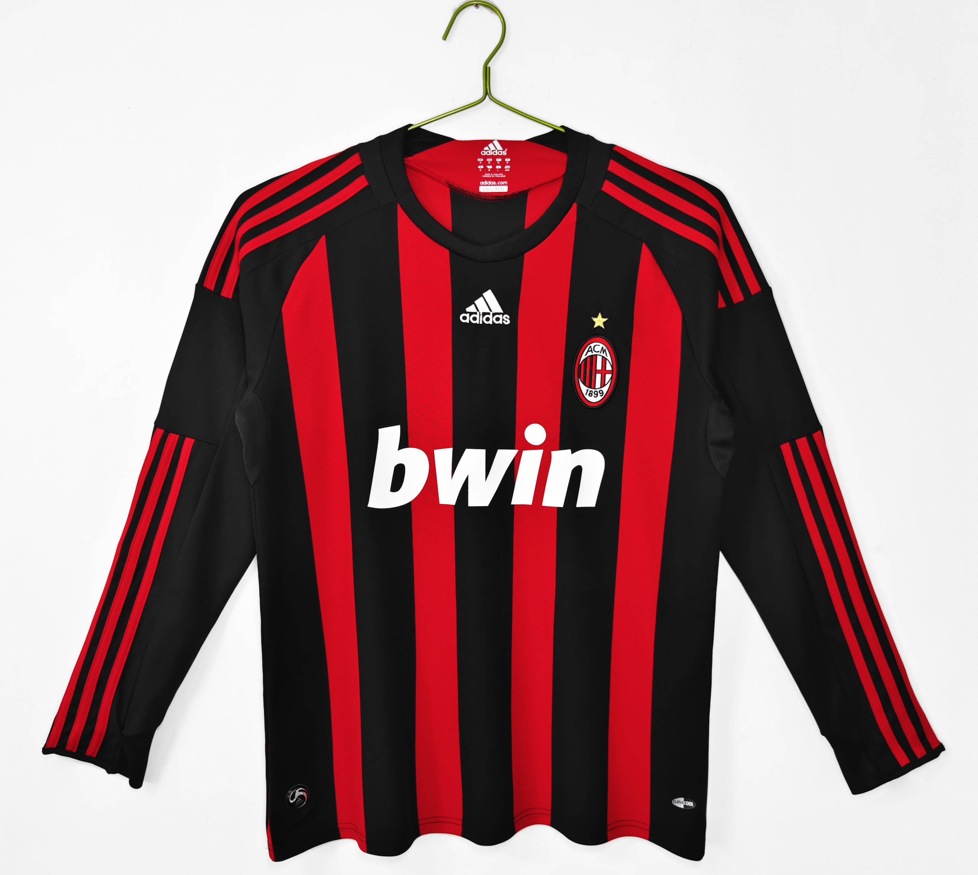 Camiseta de fútbol AC Milan 2008/09 LOCAL MANGA LARGA VERSION FAN